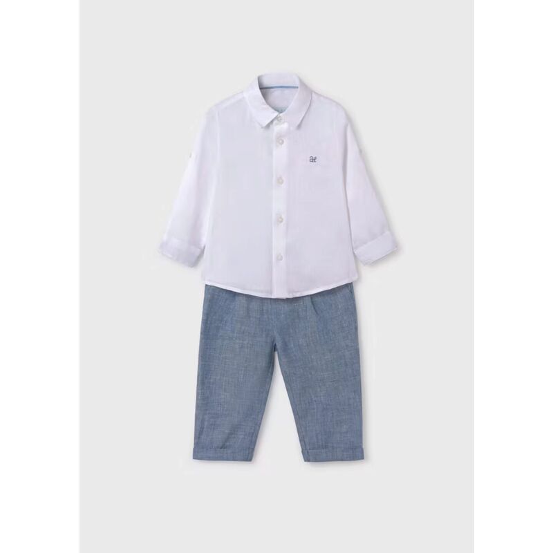 5257 Conjunto Pantalón Largo Camisa Bebé azul  Abel y Lula. ROPA PARA BEBES ,PREMAMA Y COLEGIAL - DE 0 5 AÑOS INFANTIL VERANO
