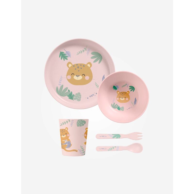 VAJILLA DE 5 PZ JUNGLE CHEETAHS SARO. PUERICULTURA Y COMPLEMENTOS PARA BEBES - COMIDA VAJILLAS CUBIERTOS . Color Rosa. VAJILLA DE 5 PZ JUNGLE CHEETAHS SARO. PUERICULTURA Y COMPLEMENTOS PARA BEBES - COMIDA VAJILLAS CUBIERTOS . Color Rosa.