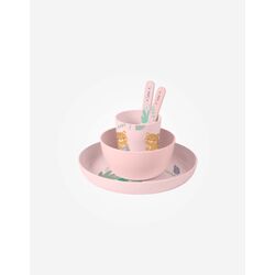 VAJILLA DE 5 PZ JUNGLE CHEETAHS SARO. PUERICULTURA Y COMPLEMENTOS PARA BEBES - COMIDA VAJILLAS CUBIERTOS . Color Rosa. 