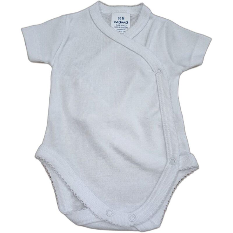 1017 BODY CRUZADO MANGA CORTA BLANCO MOMO. ROPA PARA BEBES ,PREMAMA Y COLEGIAL - DE 0 5 AÑOS INTERIOR Bodys . TALLAS 00 MESES. 