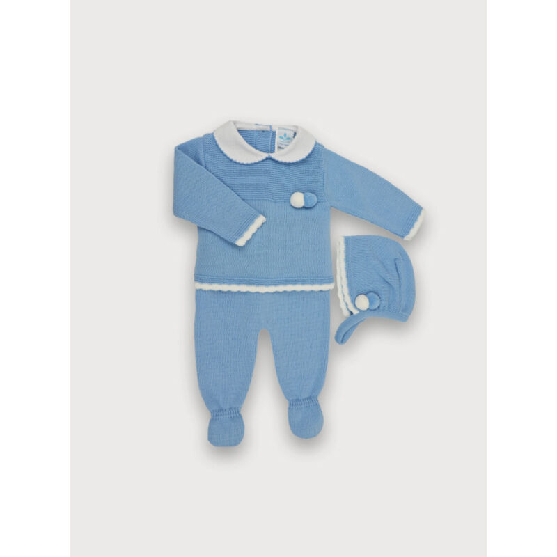 3024RF-703 CONJUNTO 3/P POL + CAPOTA FAM. PELAYO AZULADO SARDÓN. ROPA PARA BEBES ,PREMAMA Y COLEGIAL - DE 0 5 AÑOS INVIERNO