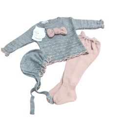 24564 CONJUNTO 3.P MOTAS COMBINADAS JULIANA. ROPA PARA BEBES ,PREMAMA Y COLEGIAL - DE 0 5 AÑOS INVIERNO Conjuntos Punto . TALLAS
