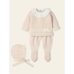 9416 Traje 3P Canesú cuello plumeti y cinta terciopelo "COBIJA MAC ILUSION. ROPA PARA BEBES ,PREMAMA Y COLEGIAL - DE 0 5 AÑOS