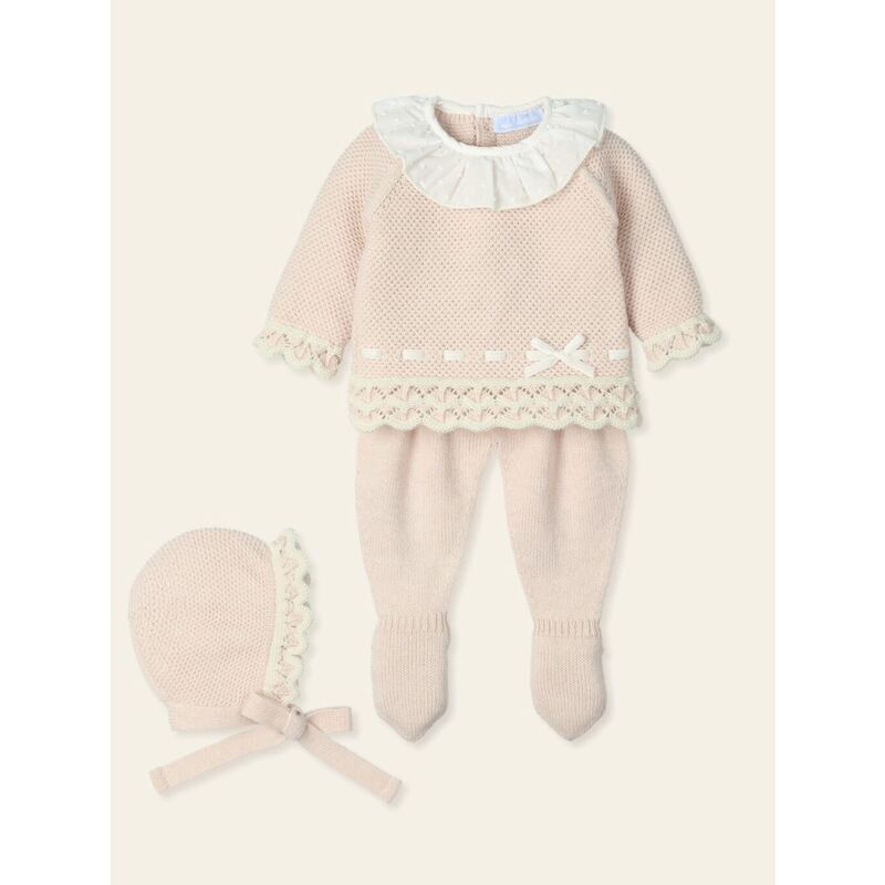 9416 Traje 3P Canesú cuello plumeti y cinta terciopelo "COBIJA MAC ILUSION. ROPA PARA BEBES ,PREMAMA Y COLEGIAL - DE 0 5 AÑOS
