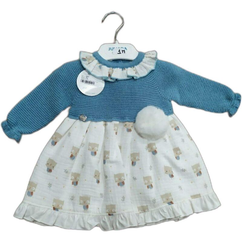 24637 VESTIDO CUERPO PUNTO BUOS CON GORRO JULIANA. ROPA PARA BEBES ,PREMAMA Y COLEGIAL - DE 0 5 AÑOS INVIERNO NIÑA Vestidos .