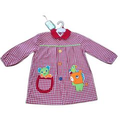 11 MANDILON ZOO ROJO GARVEL. ROPA PARA BEBES ,PREMAMA Y COLEGIAL - COLEGIO ,MANDILONES, MOCHILAS CON BOTONES . TALLAS 12 meses. 