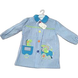 24 MANDILON BOTONES AZUL CON DECORADO DE TREN GARVEL. ROPA PARA BEBES ,PREMAMA Y COLEGIAL - COLEGIO ,MANDILONES, MOCHILAS CON
