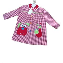 21 MANDILÓN BOTONES ROJO CON ESTAMPADO PERRO GARVEL. ROPA PARA BEBES ,PREMAMA Y COLEGIAL - COLEGIO ,MANDILONES, MOCHILAS CON