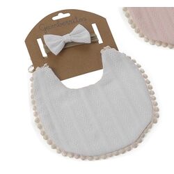 10753 Babero más lazo 20x20 Gamberritos. PUERICULTURA Y COMPLEMENTOS PARA BEBES - COMIDA BABEROS . Color Blanco. 
