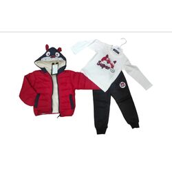 338 Conjunto 3P niño rojo  Garvel. ROPA PARA BEBES ,PREMAMA Y COLEGIAL - DE 0 5 AÑOS INVIERNO NIÑO Conjuntos NIÑA . TALLAS 12