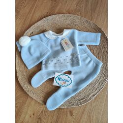 C5025 CONJUNTO DE PUNTO JERSEY ,POLAINA Y GORRO CON POM POM CUCADAS. ROPA PARA BEBES ,PREMAMA Y COLEGIAL - DE 0 5 AÑOS INVIERNO