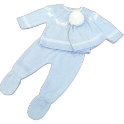 C7003  CONJUNTO DE PUNTO JERSEY CONEJOS  ,POLAINA Y GORRO CON POM POM CUCADAS. ROPA PARA BEBES ,PREMAMA Y COLEGIAL - DE 0 5 AÑOS