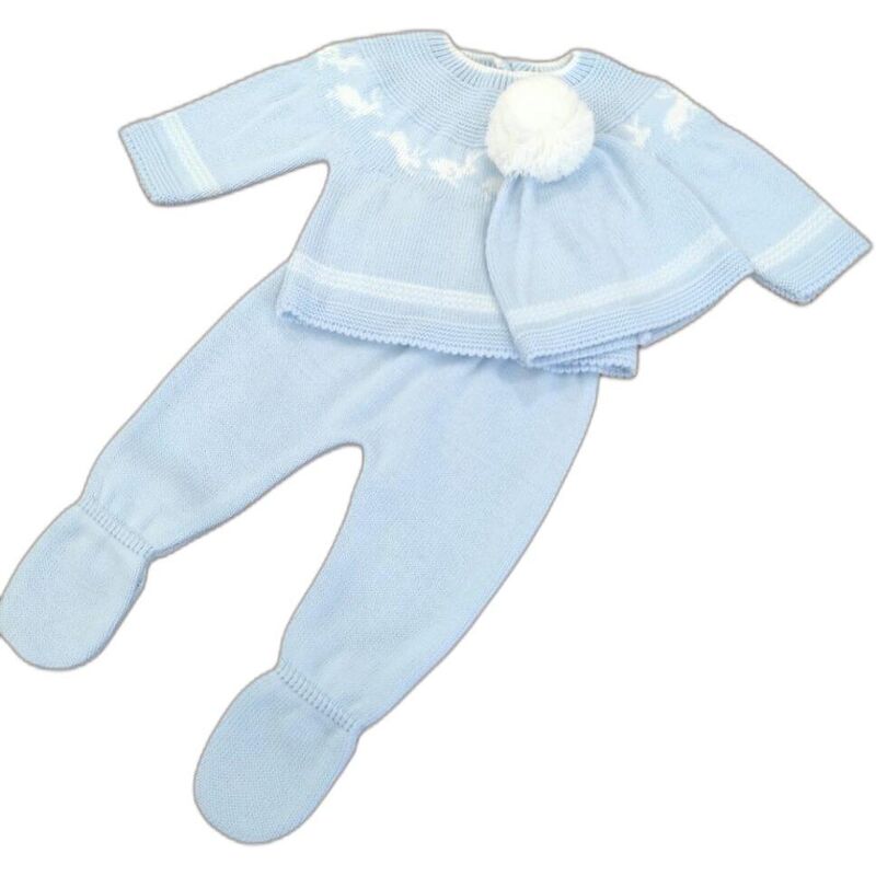 C7003  CONJUNTO DE PUNTO JERSEY CONEJOS  ,POLAINA Y GORRO CON POM POM CUCADAS. ROPA PARA BEBES ,PREMAMA Y COLEGIAL - DE 0 5 AÑOS