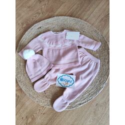 C7003  CONJUNTO DE PUNTO JERSEY CONEJOS  ,POLAINA Y GORRO CON POM POM CUCADAS. ROPA PARA BEBES ,PREMAMA Y COLEGIAL - DE 0 5 AÑOS