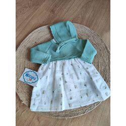 25102 VESTIDO DE PUNTO CON TELA DE PLUMETI ESTAMPADA GLORY. ROPA PARA BEBES ,PREMAMA Y COLEGIAL - DE 0 5 AÑOS INVIERNO NIÑA