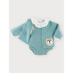 024VE-371 CONJ 3P RANITA CHAQUETA VERDE SARDON. ROPA PARA BEBES ,PREMAMA Y COLEGIAL - DE 0 5 AÑOS INVIERNO Conjuntos Punto