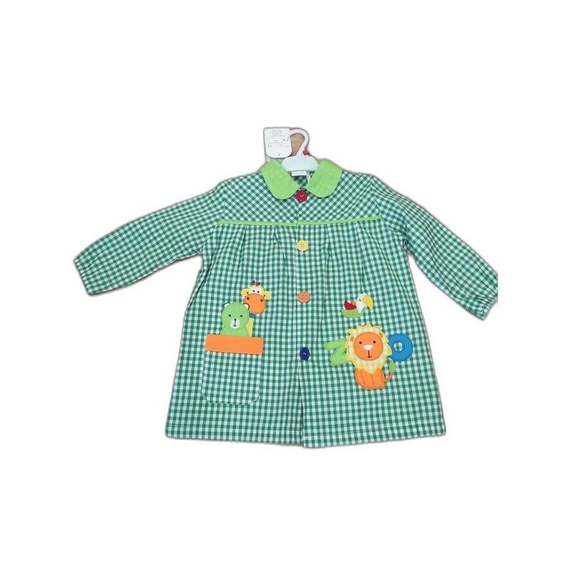 13 MANDILON ZOO VERDE GARVEL. ROPA PARA BEBES ,PREMAMA Y COLEGIAL - COLEGIO ,MANDILONES, MOCHILAS CON BOTONES . TALLAS 4 años. 