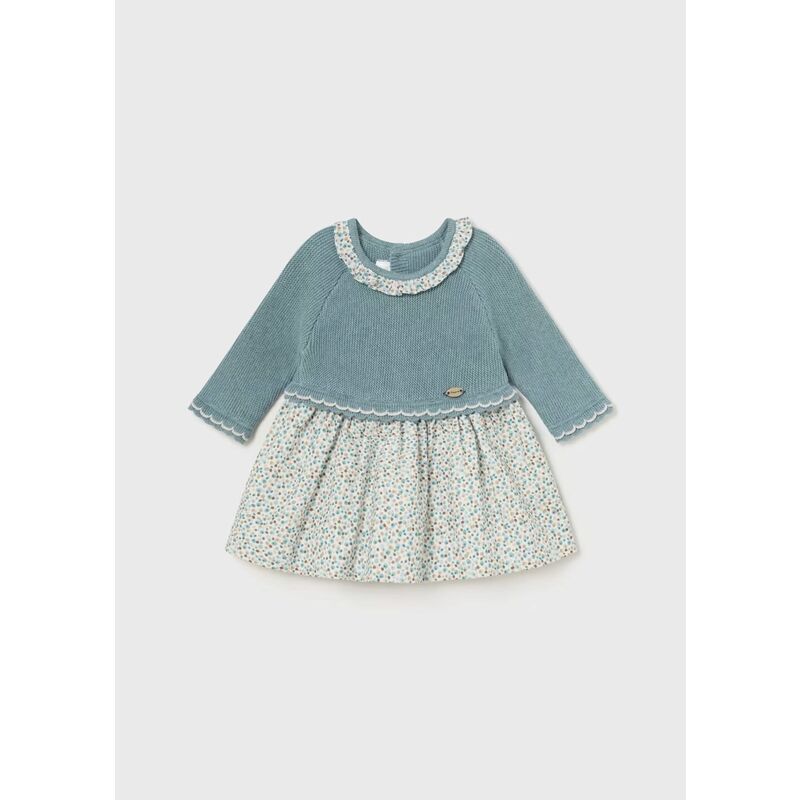 2886 VESTIDO TRICOT COMBINADA MAYORAL. ROPA PARA BEBES ,PREMAMA Y COLEGIAL - DE 0 5 AÑOS INVIERNO NIÑA Vestidos . Color Azul.