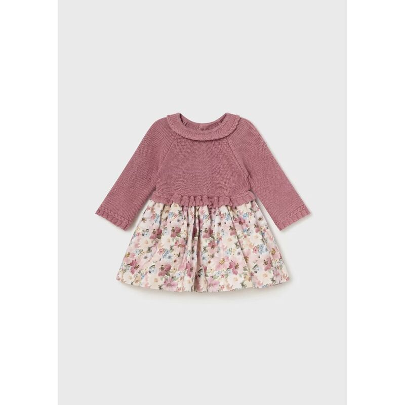 2886 VESTIDO TRICOT COMBINADA MAYORAL. ROPA PARA BEBES ,PREMAMA Y COLEGIAL - DE 0 5 AÑOS INVIERNO NIÑA Vestidos . Color Rosa.