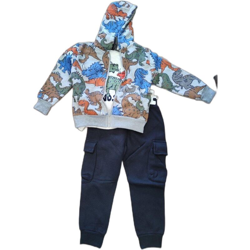 JA2431 CHANDAL DINO GRIS GARVEL. ROPA PARA BEBES ,PREMAMA Y COLEGIAL - DE 0 5 AÑOS INVIERNO . TALLAS 3 años. 