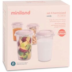 89539 Set de 4 herméticos de 330ml hermisized blush Miniland. PUERICULTURA Y COMPLEMENTOS PARA BEBES - COMIDA TERMOS RECIPIENTES