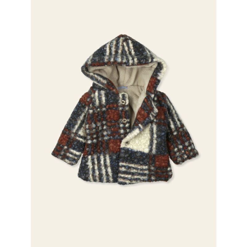9528 Abrigo BOUCLE extrasuave cuadros forrado pelo "ACARICIAR" MAC ILUSION. ROPA PARA BEBES ,PREMAMA Y COLEGIAL - DE 0 5 AÑOS
