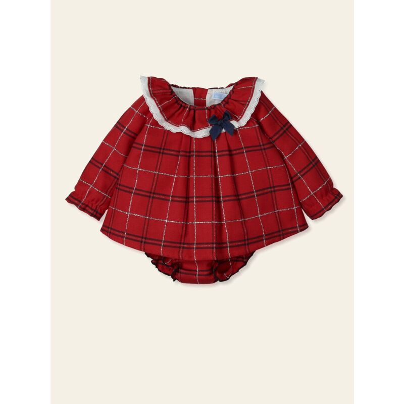 9533 Jesusin + culotte cuadros lux y tira bordada LAZO "ADORAR" MAC ILUSION. ROPA PARA BEBES ,PREMAMA Y COLEGIAL - DE 0 5 AÑOS