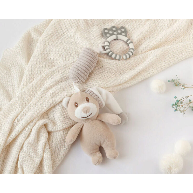 4204 OSO SONAJERO KIOKIDS. JUGUETES PARA BEBE - PELUCHES Y MUÑECOS PRIMEROS SONAJEROS . Color ARENA. 