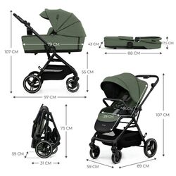 Coche duo Carrito bebé 2en1 YOXI kinderckraft. COCHECITOS-CARRICOCHES PARA BEBE DE DOS PIEZAS . Color Negro. 