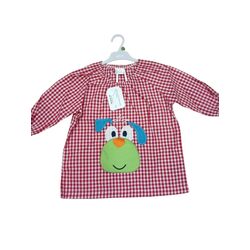 20 MANDILON DE GOMA PERRO ROJO  GARVEL. ROPA PARA BEBES ,PREMAMA Y COLEGIAL - COLEGIO ,MANDILONES, MOCHILAS MANDILÓN CON GOMA .