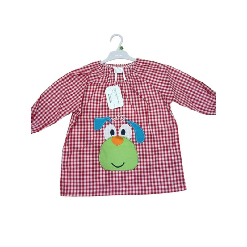 20 MANDILON DE GOMA PERRO ROJO  GARVEL. ROPA PARA BEBES ,PREMAMA Y COLEGIAL - COLEGIO ,MANDILONES, MOCHILAS MANDILÓN CON GOMA .