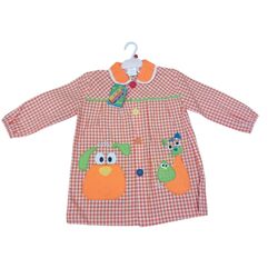 21 MANDILON NARANJA PERRO GARVEL. ROPA PARA BEBES ,PREMAMA Y COLEGIAL - COLEGIO ,MANDILONES, MOCHILAS CON BOTONES . TALLAS 2