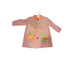 24 MANDILON NARANJA DINO  GARVEL. ROPA PARA BEBES ,PREMAMA Y COLEGIAL - COLEGIO ,MANDILONES, MOCHILAS CON BOTONES . TALLAS 2