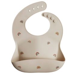 1839 BABERO SILICONA PRINT  MUSHIE CAMBRASS. PUERICULTURA Y COMPLEMENTOS PARA BEBES - COMIDA BABEROS . Color Beige. 