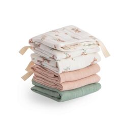 2059 PACK 5 TOALLAS MUSELINA ALGODON CAMBRASS. COCHECITOS-CARRICOCHES PARA BEBE SACOS Y TEXTILES MUSELINAS GASAS . Color Rosa. 
