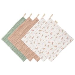 2059 PACK 5 TOALLAS MUSELINA ALGODON CAMBRASS. COCHECITOS-CARRICOCHES PARA BEBE SACOS Y TEXTILES MUSELINAS GASAS . Color Rosa. 