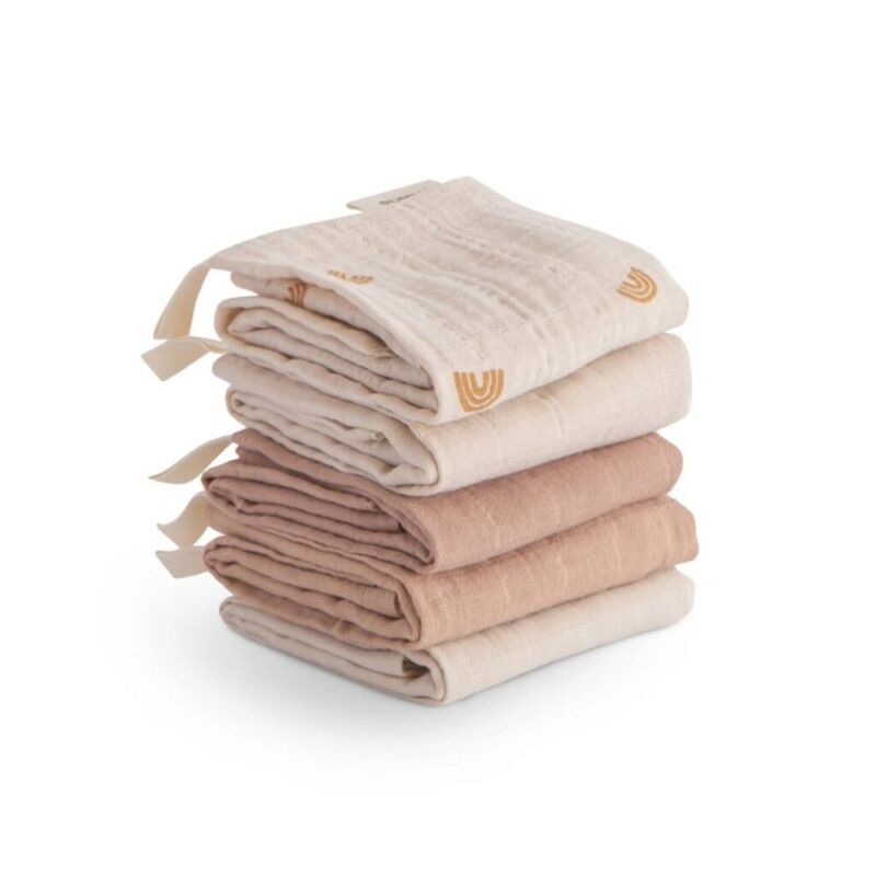 2059 PACK 5 TOALLAS MUSELINA ALGODON CAMBRASS. COCHECITOS-CARRICOCHES PARA BEBE SACOS Y TEXTILES MUSELINAS GASAS . Color ARENA. 