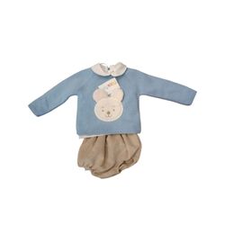 C71110 CONJUNTO DE TRES PIEZAS AZUL  CON CONEJO MIS CUCADAS. ROPA PARA BEBES ,PREMAMA Y COLEGIAL - DE 0 5 AÑOS INVIERNO NIÑA
