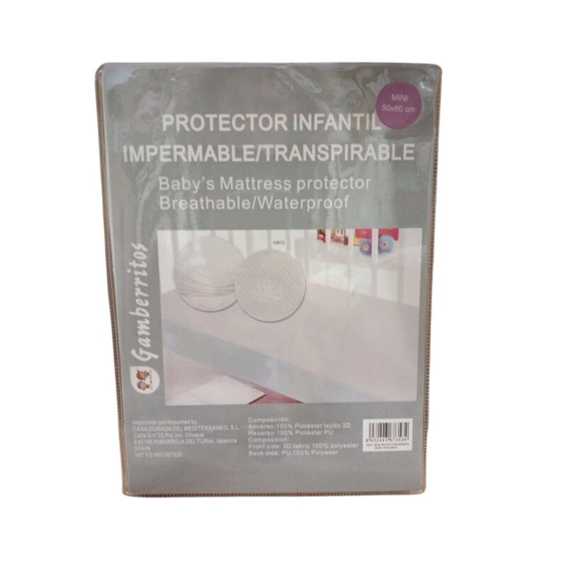 10912 Protector de colchón minicuna blanco gamberritos. MOBILIARIO Y DECORACION PARA BEBE - ROPA CUNA MINICUNA SABANAS . Color