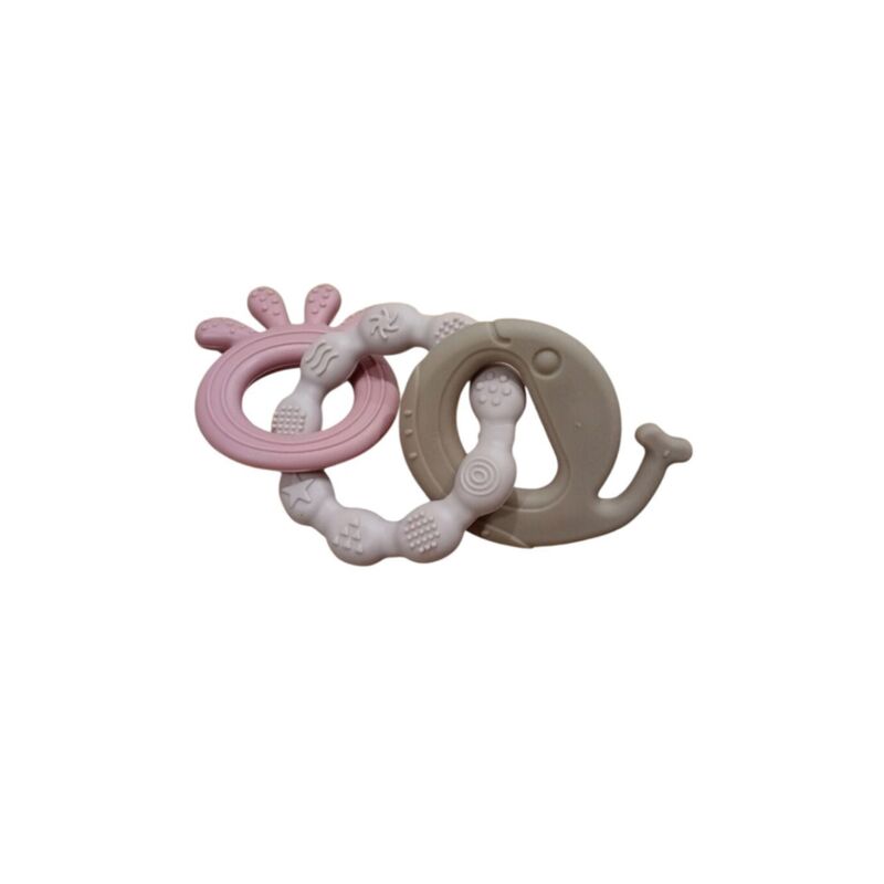 10944 Mordedor de silicona 7x14 gamberritos. JUGUETES PARA BEBE - TRICICLOS Y MOTOS DE PRIMEROS . Color Rosa. 