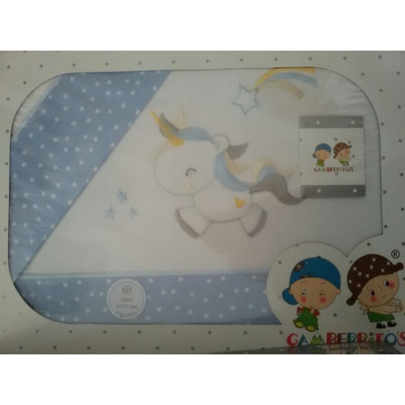 Juegos sábanas 3 piezas cuna  10215 azul gamberitos. MOBILIARIO Y DECORACION PARA BEBE - ROPA CUNA MINICUNA SABANAS . Color