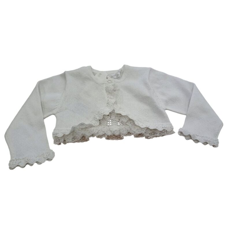 1377 Chaqueta de punto con puntilla ceremonia Mayoral. ROPA PARA BEBES ,PREMAMA Y COLEGIAL - DE 0 5 AÑOS INFANTIL VERANO .