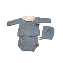 25122 CONJUNTO DE PUNTO AZUL GLORY. ROPA PARA BEBES ,PREMAMA Y COLEGIAL - DE 0 5 AÑOS INVIERNO NIÑA NIÑO Conjuntos Punto Ranita