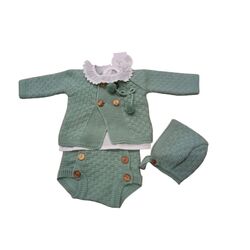 25122 CONJUNTO DE PUNTO VERDE GLORY. ROPA PARA BEBES ,PREMAMA Y COLEGIAL - DE 0 5 AÑOS INVIERNO NIÑA Conjuntos . TALLAS 3 meses.