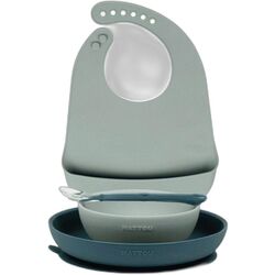 NA876803 VAJILLA DE SILICONA SILICON DINNER SET 3PCS+BABERO GREEN. PUERICULTURA Y COMPLEMENTOS PARA BEBES - COMIDA VAJILLAS