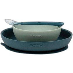 NA876803 VAJILLA DE SILICONA SILICON DINNER SET 3PCS+BABERO GREEN. PUERICULTURA Y COMPLEMENTOS PARA BEBES - COMIDA VAJILLAS