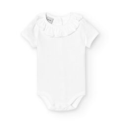 1118 BODY CON VOLANTE MANGA CORTA BABIDU. ROPA PARA BEBES ,PREMAMA Y COLEGIAL - DE 0 5 AÑOS INTERIOR Bodys . Color Blanco.