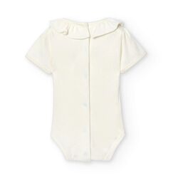 1118 BODY CON VOLANTE MANGA CORTA BABIDU. ROPA PARA BEBES ,PREMAMA Y COLEGIAL - DE 0 5 AÑOS INTERIOR Bodys . Color Beige. TALLAS