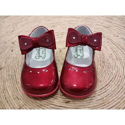 2188 ZAPATO PIEL CON LAZO CANADA BERMELLON GIOVI. ZAPATOS PARA BEBE - CALZADO NIÑA OUTLET . CALZADO 18. 