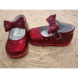 2188 ZAPATO PIEL CON LAZO CANADA BERMELLON GIOVI. ZAPATOS PARA BEBE - CALZADO NIÑA OUTLET . CALZADO 18. 